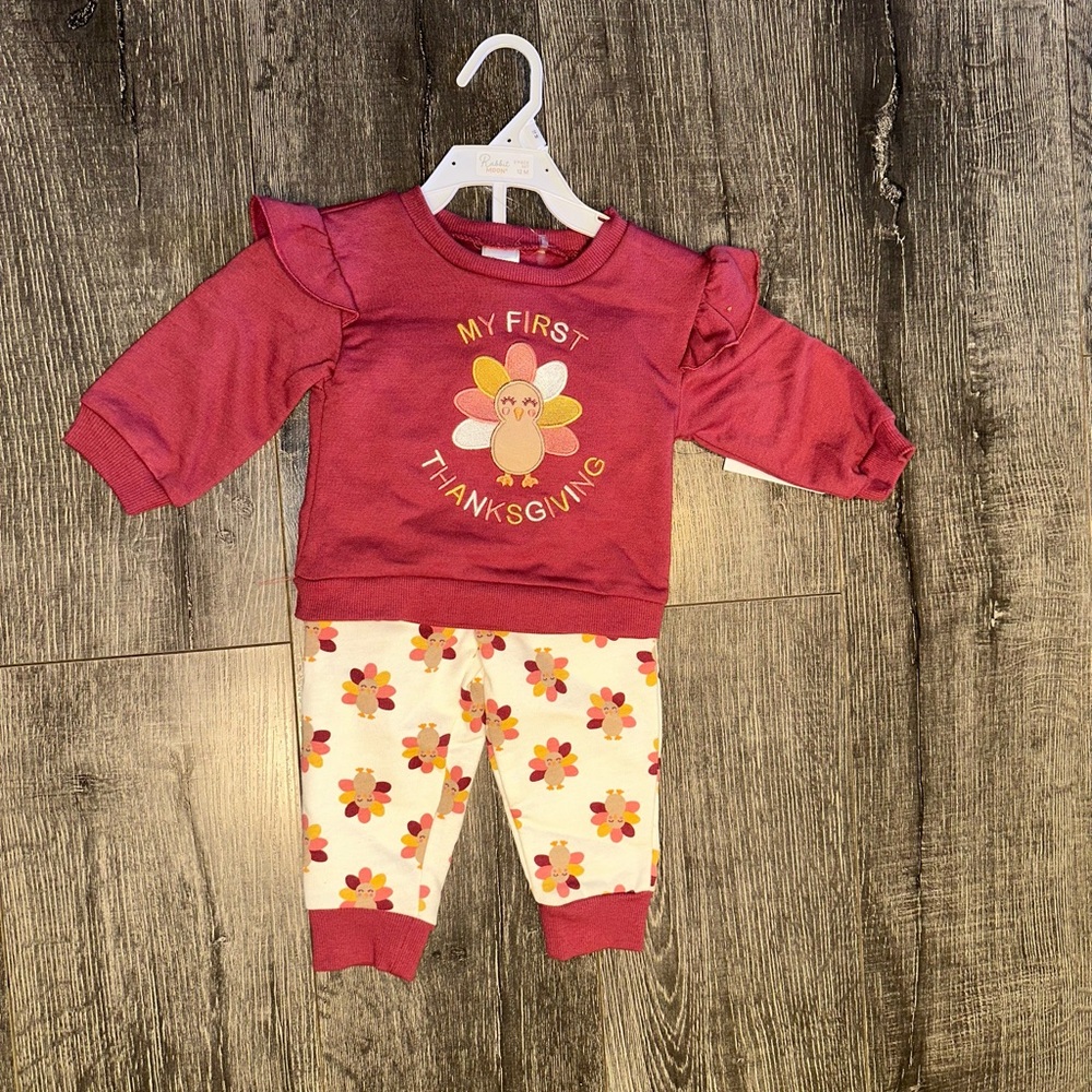 Rabbit Moon Girls My First Thanksgiving Outfit Set